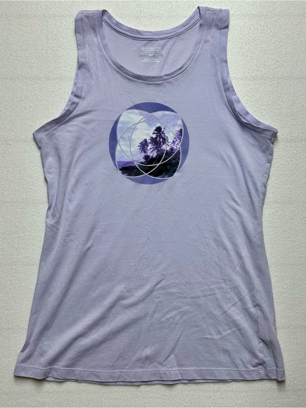 Columbia Omni‑Shade Sleeveless Tank Women’s Small Lavender UPF 50 Graphic Top